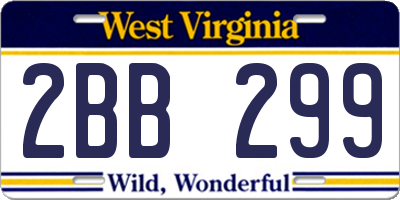 WV license plate 2BB299