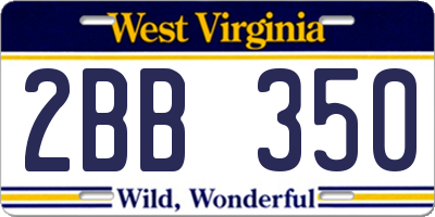WV license plate 2BB350