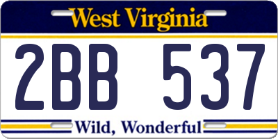 WV license plate 2BB537