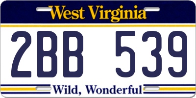 WV license plate 2BB539
