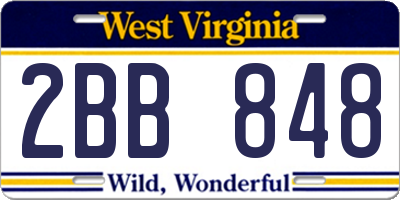WV license plate 2BB848