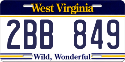 WV license plate 2BB849