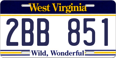 WV license plate 2BB851