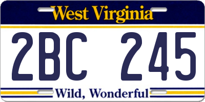 WV license plate 2BC245