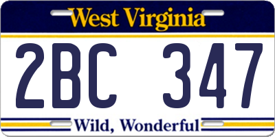WV license plate 2BC347