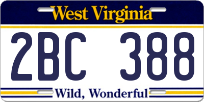 WV license plate 2BC388