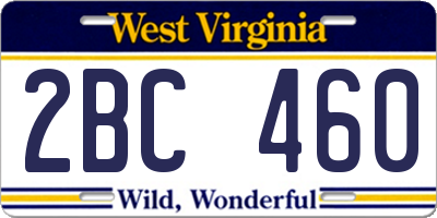 WV license plate 2BC460