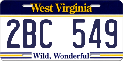 WV license plate 2BC549