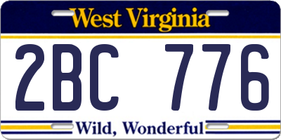 WV license plate 2BC776