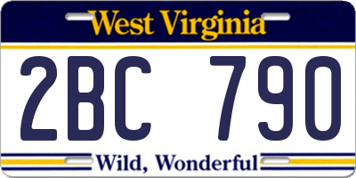 WV license plate 2BC790