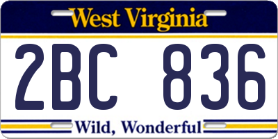 WV license plate 2BC836