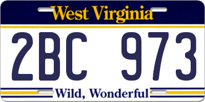 WV license plate 2BC973