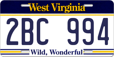 WV license plate 2BC994