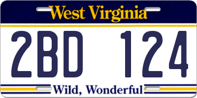 WV license plate 2BD124