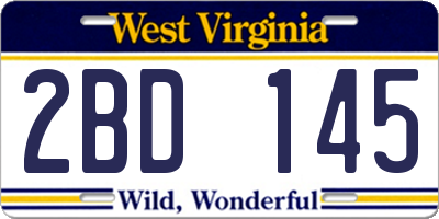 WV license plate 2BD145