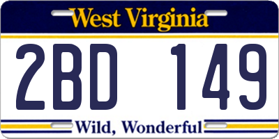 WV license plate 2BD149