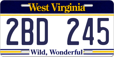 WV license plate 2BD245