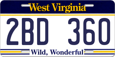 WV license plate 2BD360