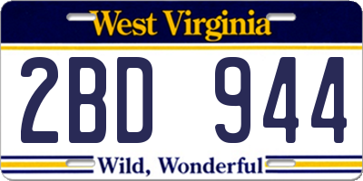 WV license plate 2BD944