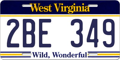 WV license plate 2BE349