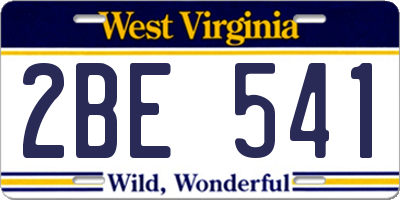 WV license plate 2BE541