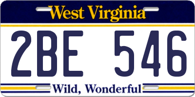 WV license plate 2BE546