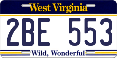 WV license plate 2BE553