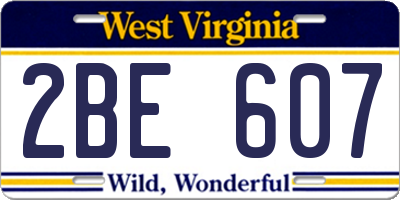 WV license plate 2BE607