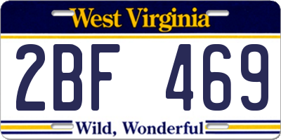 WV license plate 2BF469