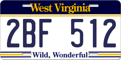 WV license plate 2BF512