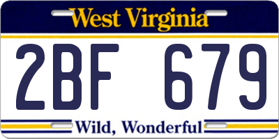 WV license plate 2BF679