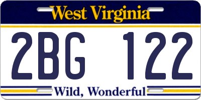 WV license plate 2BG122