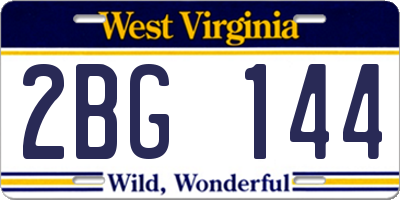 WV license plate 2BG144