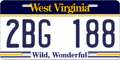 WV license plate 2BG188