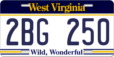 WV license plate 2BG250