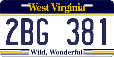 WV license plate 2BG381