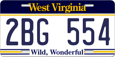 WV license plate 2BG554