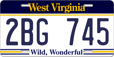 WV license plate 2BG745