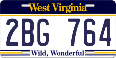 WV license plate 2BG764