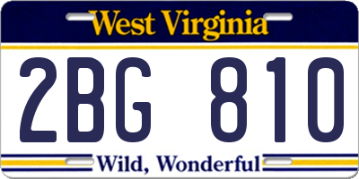 WV license plate 2BG810