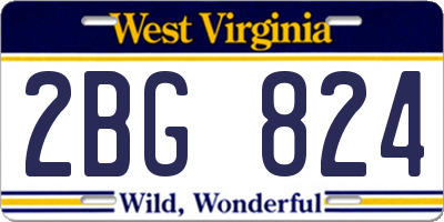 WV license plate 2BG824