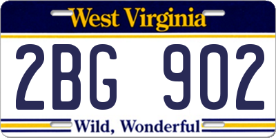 WV license plate 2BG902