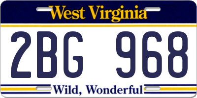 WV license plate 2BG968