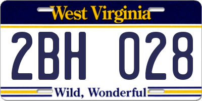 WV license plate 2BH028