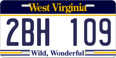 WV license plate 2BH109