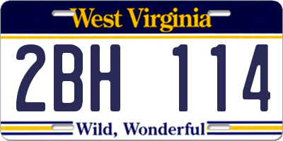 WV license plate 2BH114