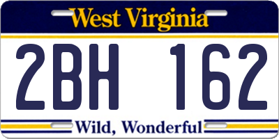 WV license plate 2BH162