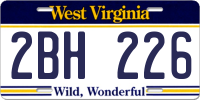 WV license plate 2BH226