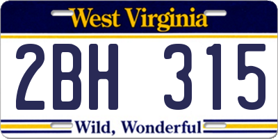 WV license plate 2BH315