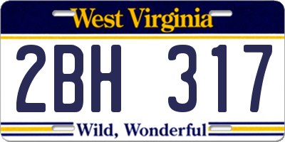 WV license plate 2BH317